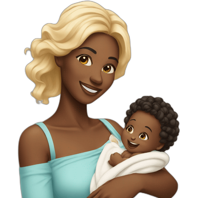 beautiful black women and newborn baby smiling emoji