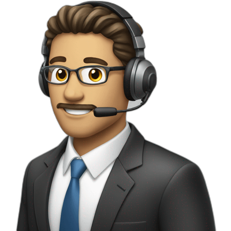 man in suit wearing headset and mic emoji