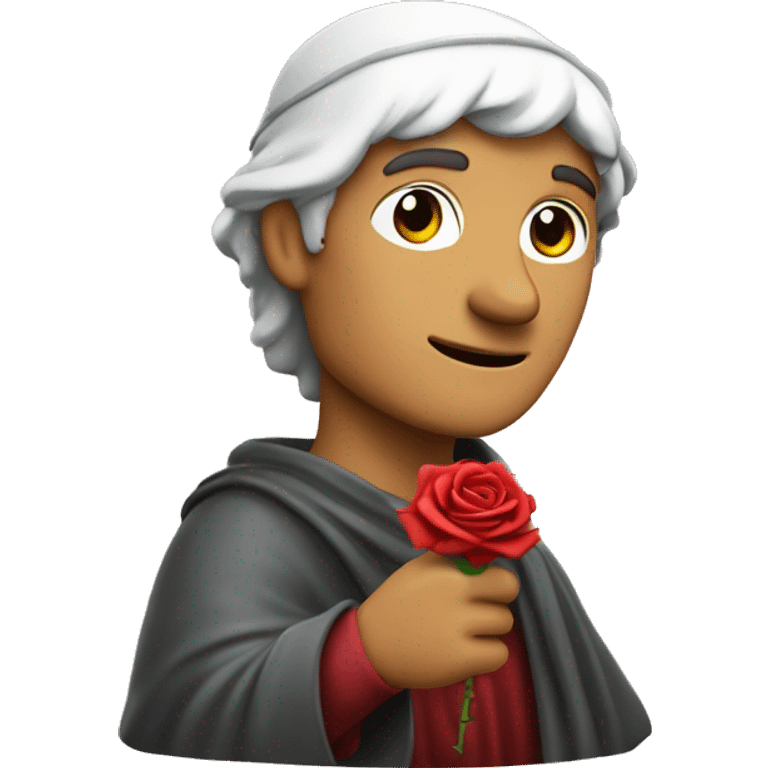 Dante Alighieri holding a rose in his hand emoji