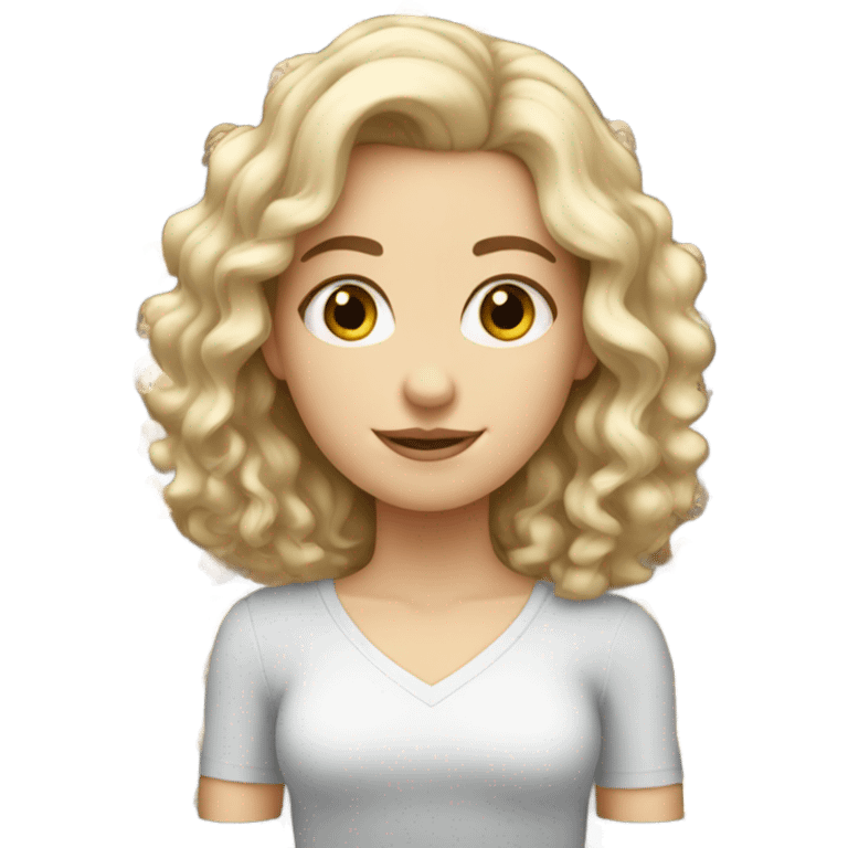 A white girl with mild curls emoji