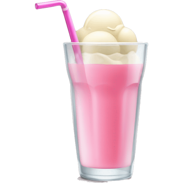 A drink served in a tall tumbler glass. It has one part grenadine at the base, pink white wine in the rest of the glass only white ice cream on the top of the glass. It has a plastic drinking straw emoji