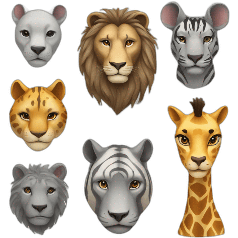 Lion Rhino tiger wolf giraffe emoji