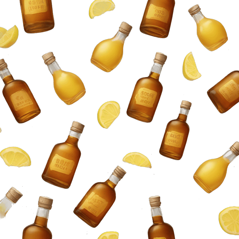 Bourbon bottle with ginger, Lemon and Honey emoji