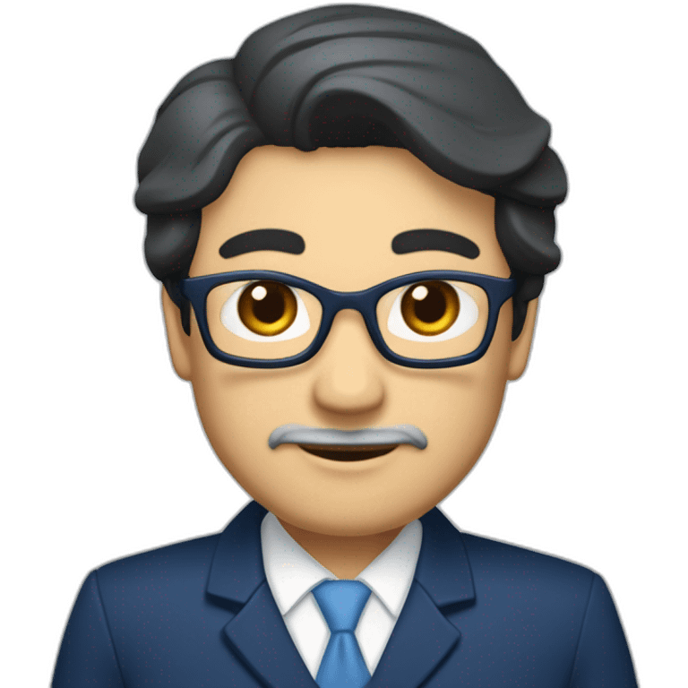 husband middle aged executive classic dark hair thin beard wearing dark blue business suit and bible, with wife filipina nurse age 55 dark hair emoji