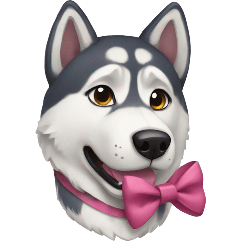 Husky wearing a bow emoji