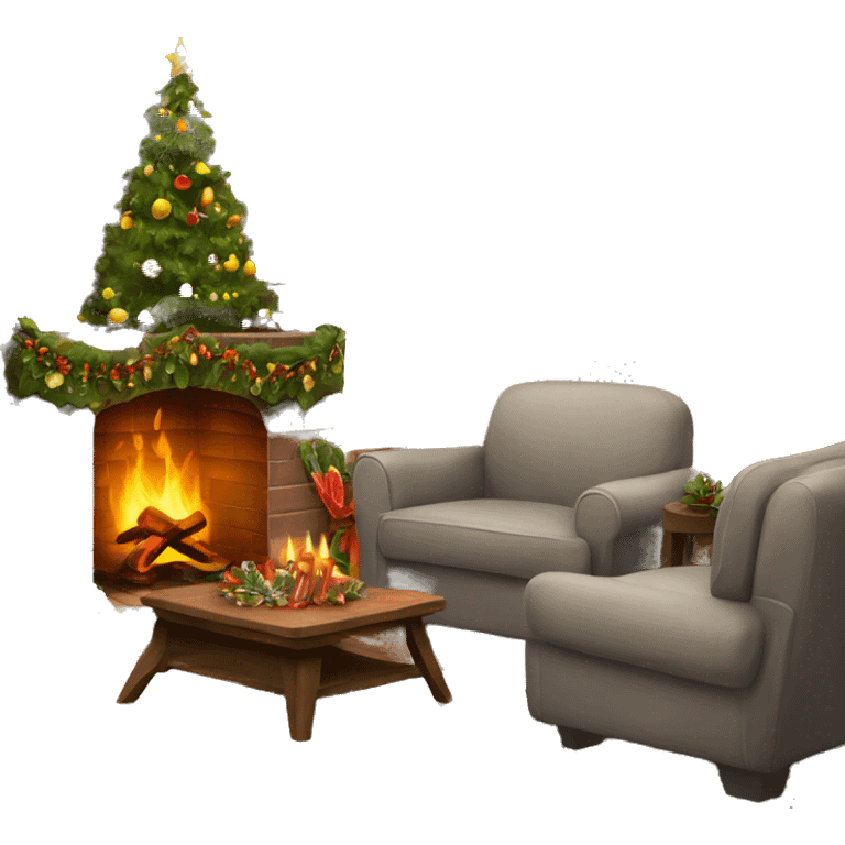 christmas fireplace with chairs  emoji