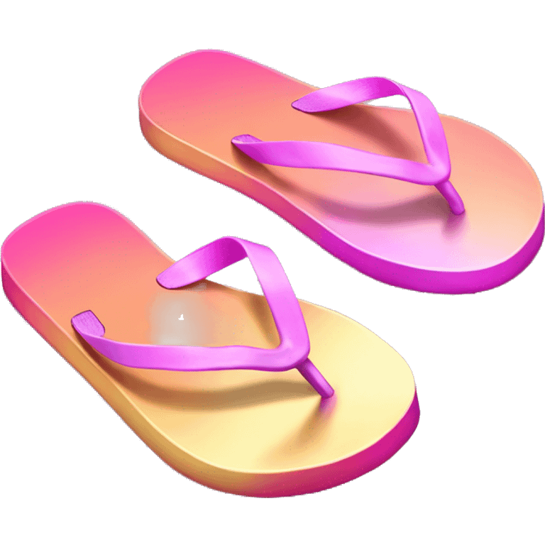 Realistic metallic gold and pink gradient pair of summer flip flops isolated. emoji