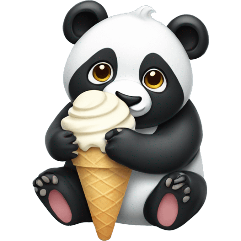 Panda eating ice cream emoji