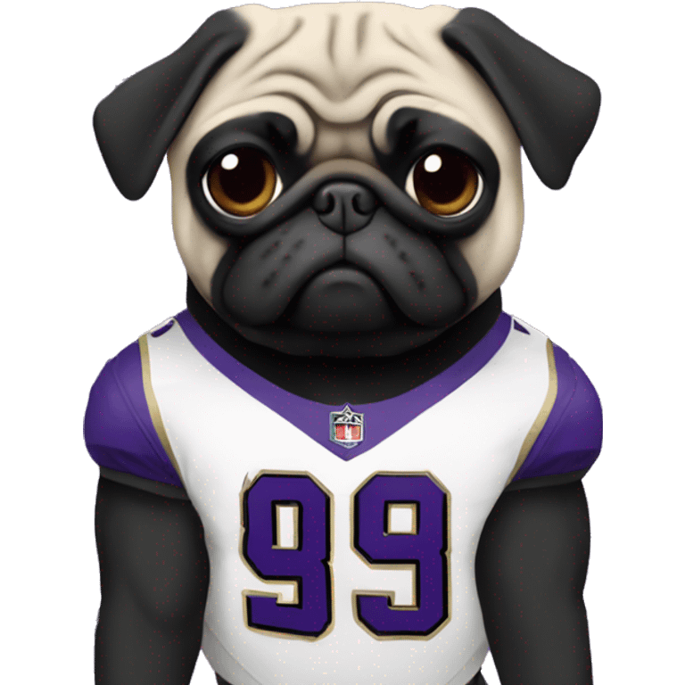 Pug in Baltimore ravens jersey emoji