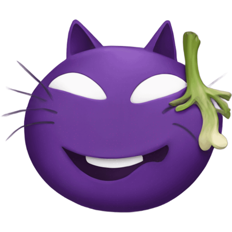 a cat eating an eggplant emoji