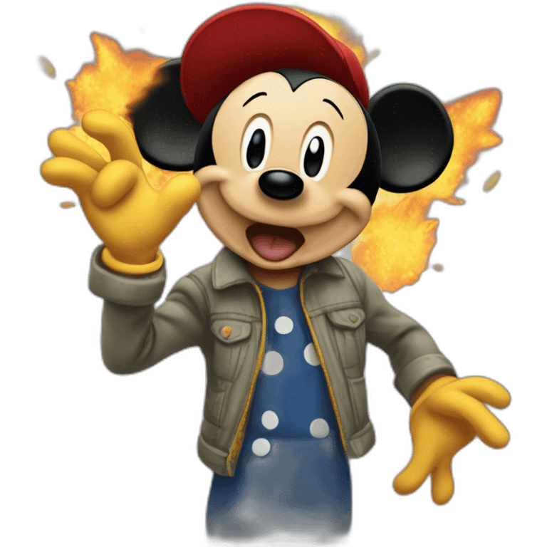 mickey méchant avec des explosifs emoji