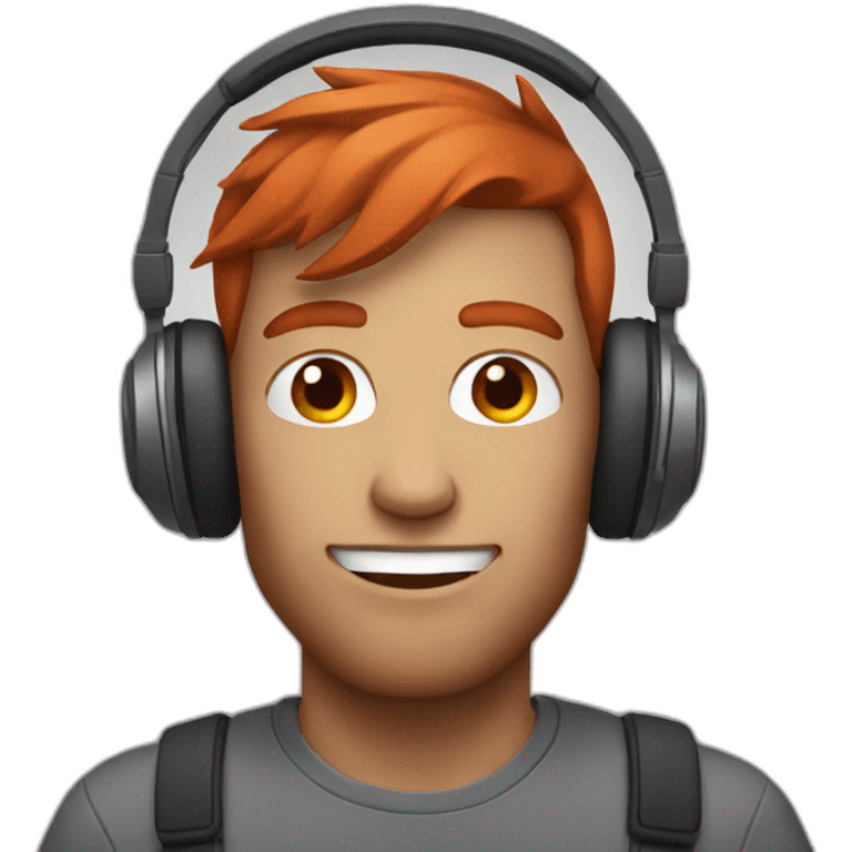 Man with red hair wearing headphones emoji