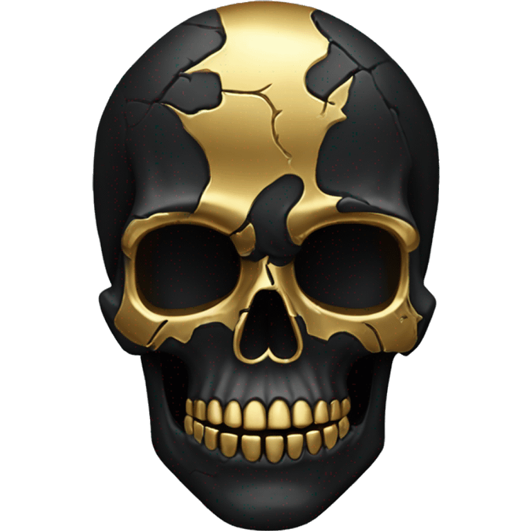 black skull with golden cracks emoji