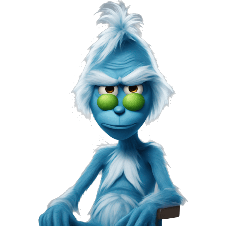 A blue grinch with text saying : that feeling when knee surgery tommorow emoji