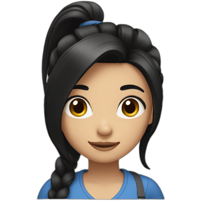 A girl with black hair and ponytail emoji