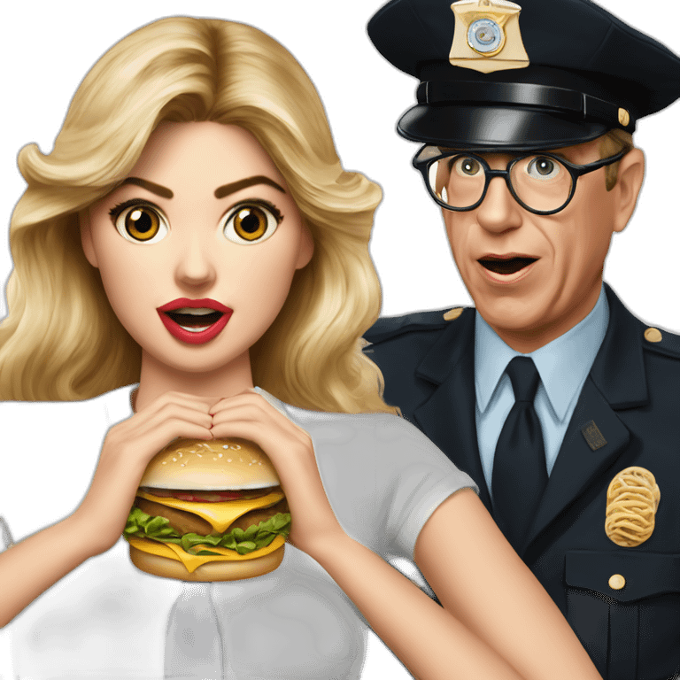 Kate upton eating a Big Mac with Barney fife emoji