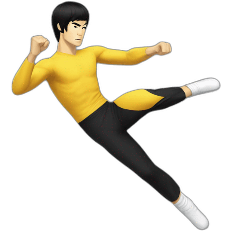 bruce lee half side-kick with one foot lifted emoji