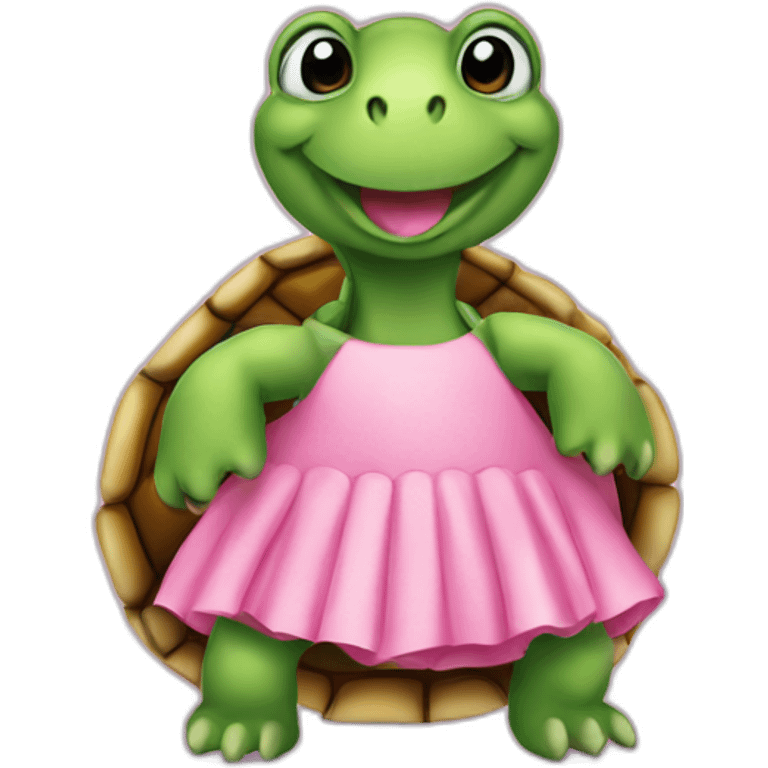 A turtle wearing a pink dress emoji