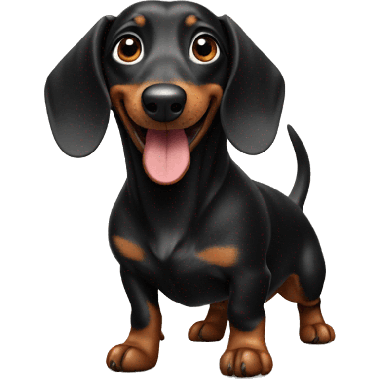 Happy black dachshund dog emoji