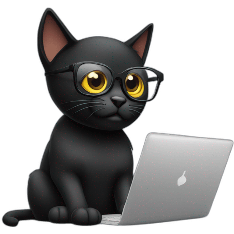 black-cat-with-glasses-reading-from-laptop emoji