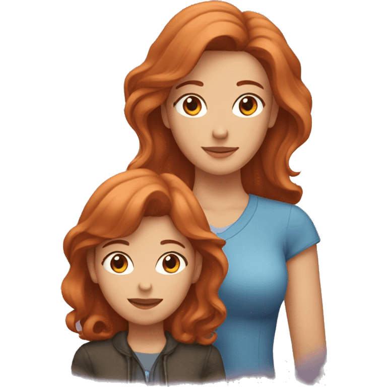 Mother with brunette hair with adult daughter with light red hair  emoji