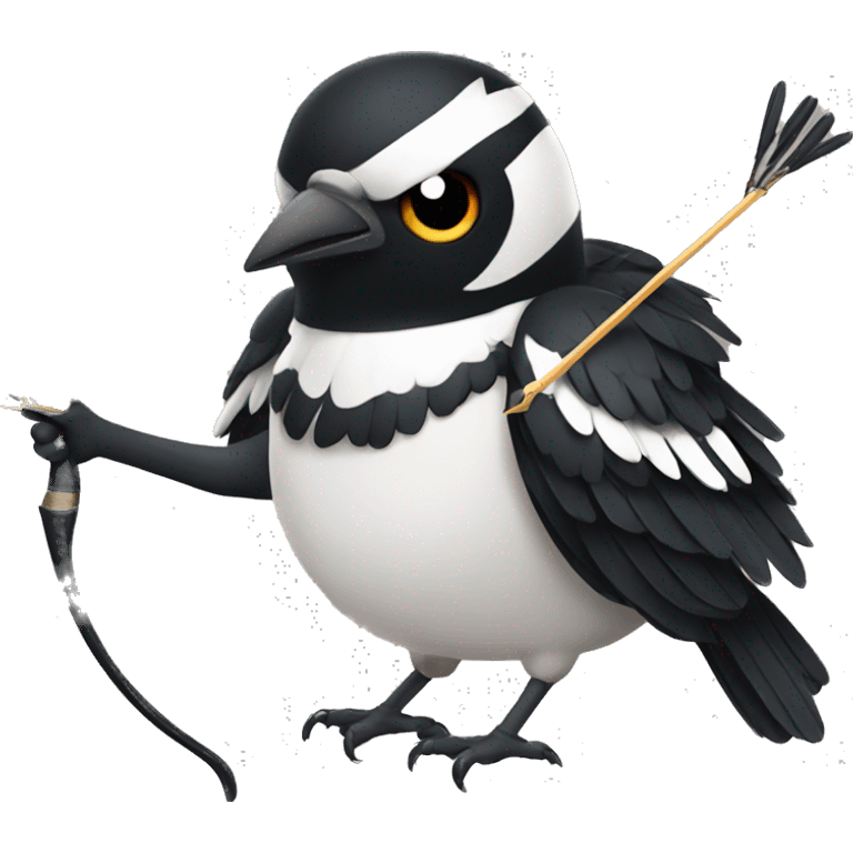 a magpie holding a bow and arrow emoji