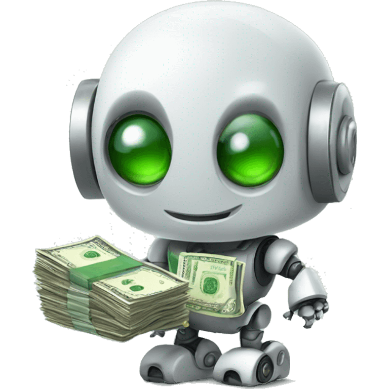 cute robot with money emoji