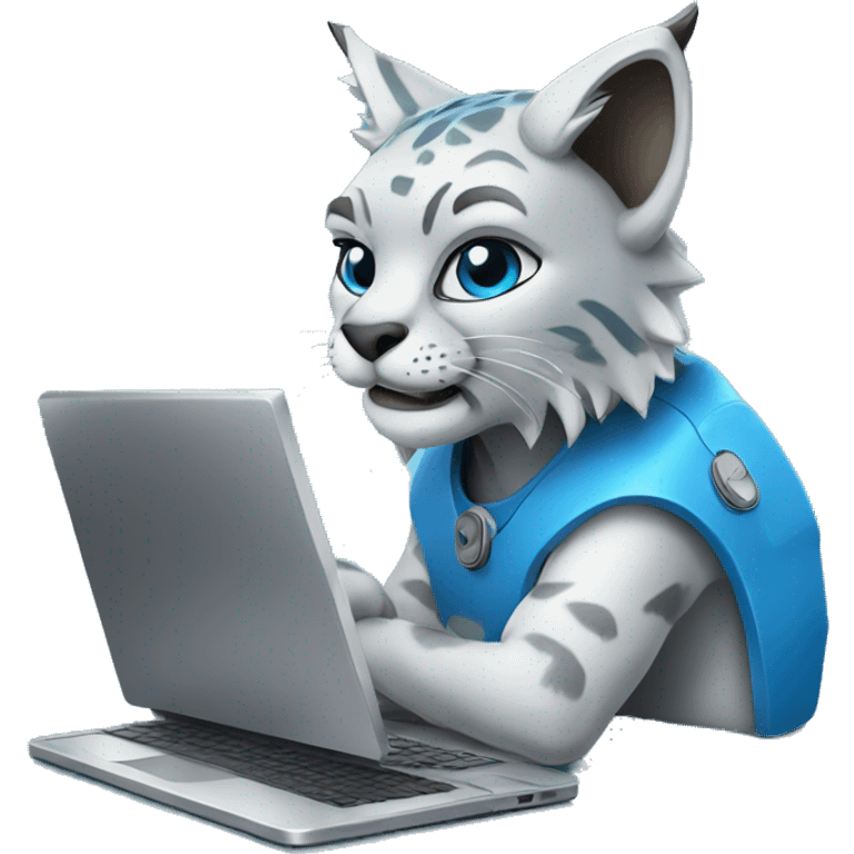 A blue lynx with a laptop emoji