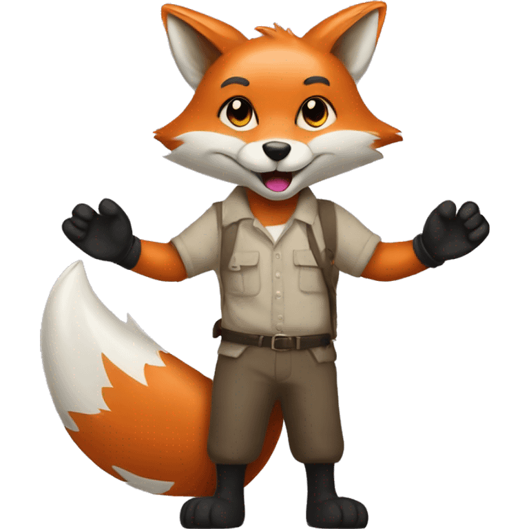 There is a fox holding a sign with its arms raised and the sign says NT emoji