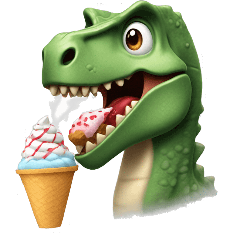 Dinosaurio comiendo helado emoji