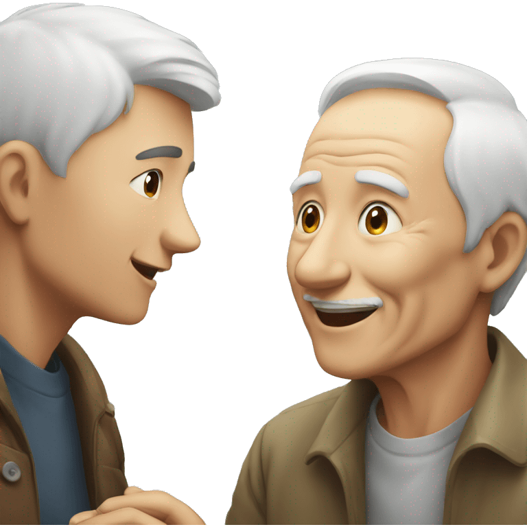 Young man helping old man using AI  emoji