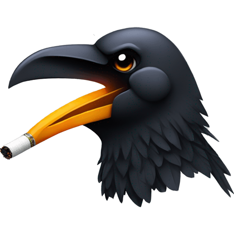 A crow smoking a rolled cigarette emoji