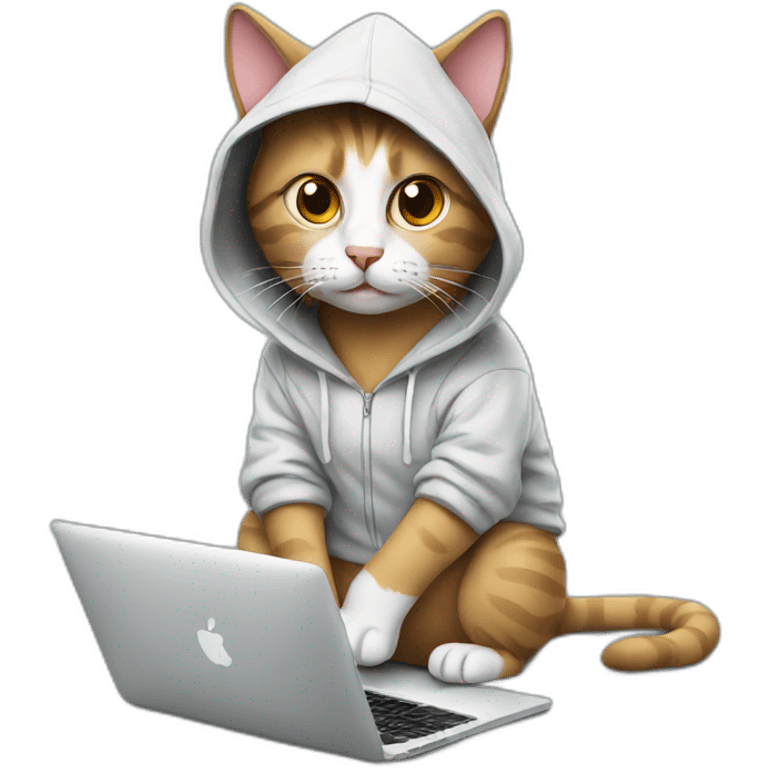 cat with hoodie and a macbook emoji