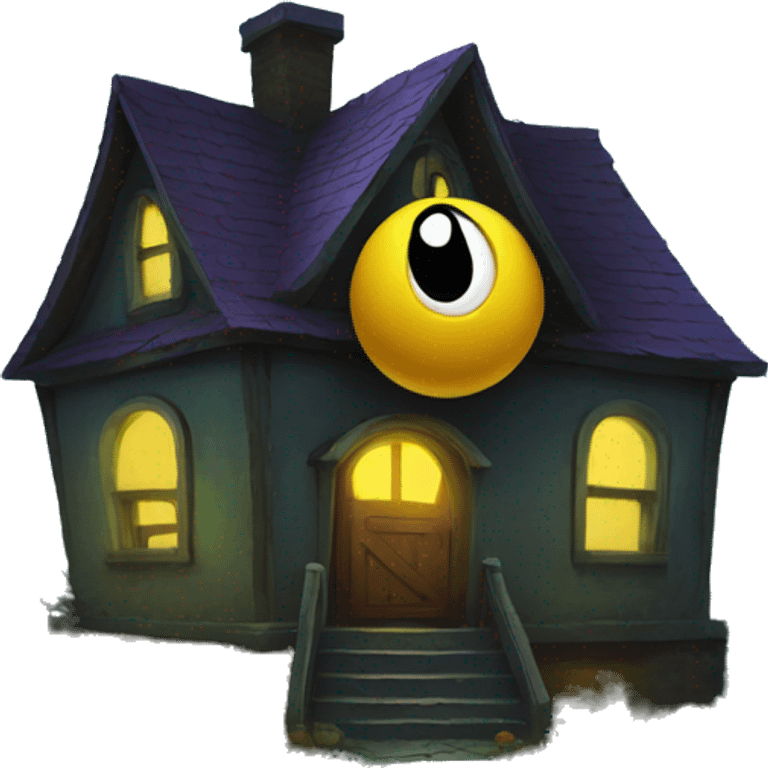 Pacman on haunted house emoji