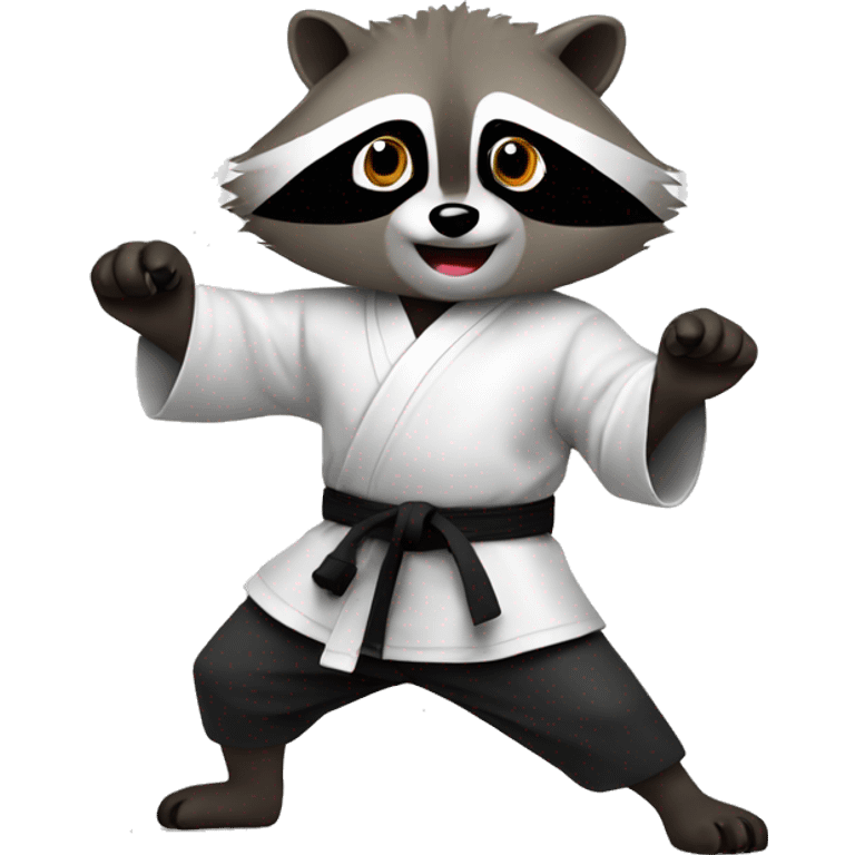 Raccoon doing karate black belt emoji