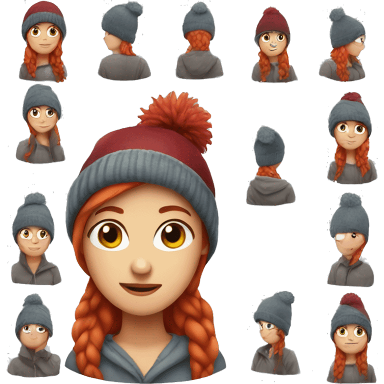 Red haired girl in winter hat emoji