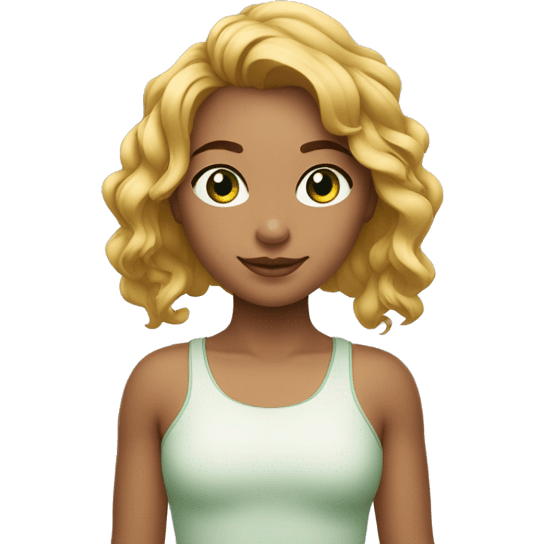 menina, pele clara e olhos verde, cabelo ondulado medio e ruivo emoji