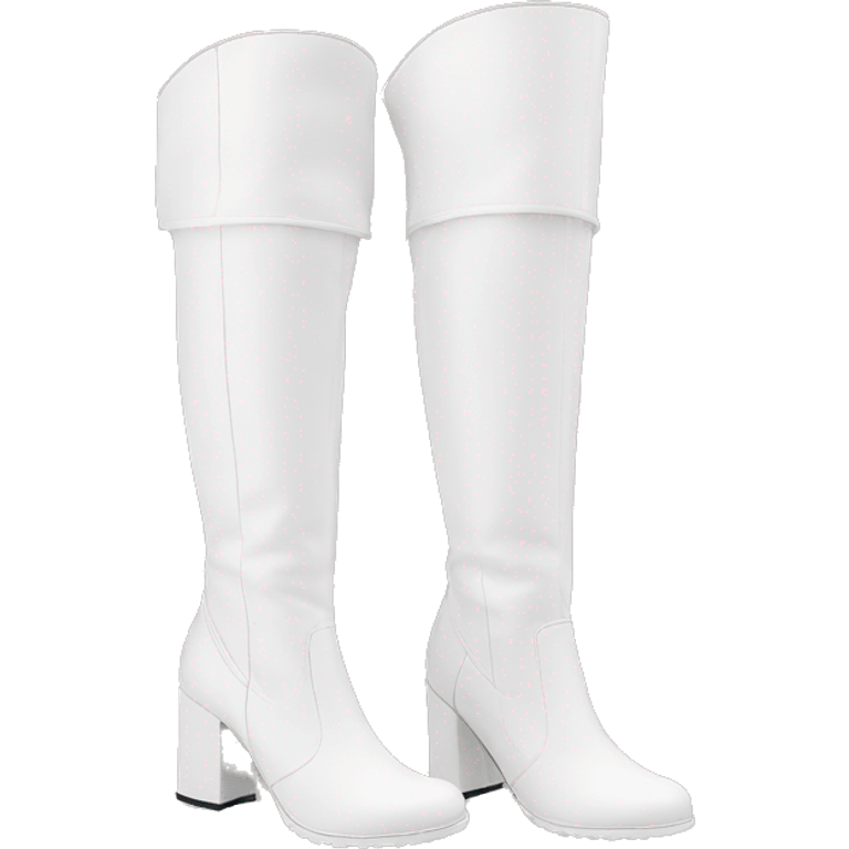 white knee high chunky heel boots emoji