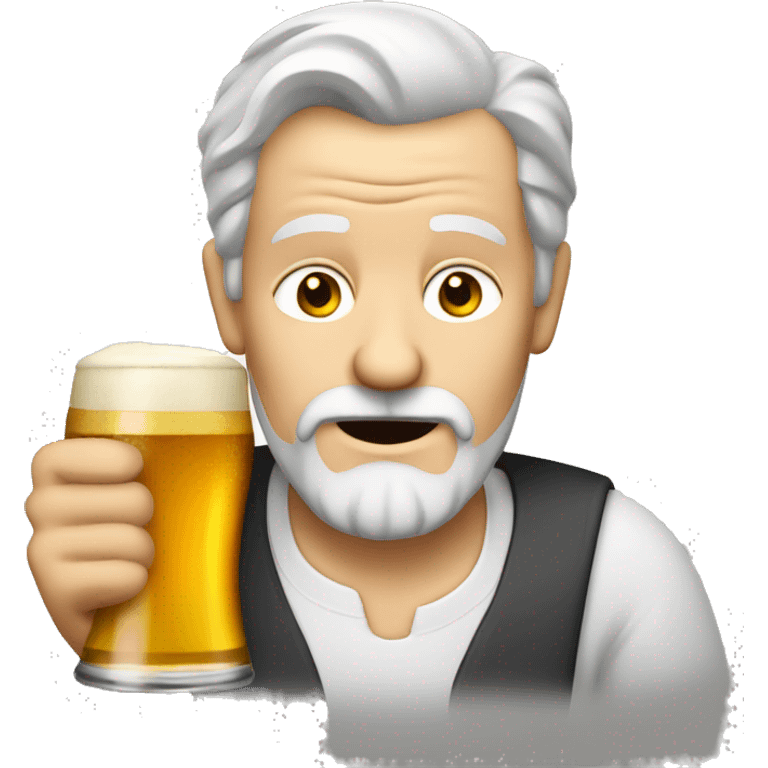 Old white man with a goatee drinking beer emoji