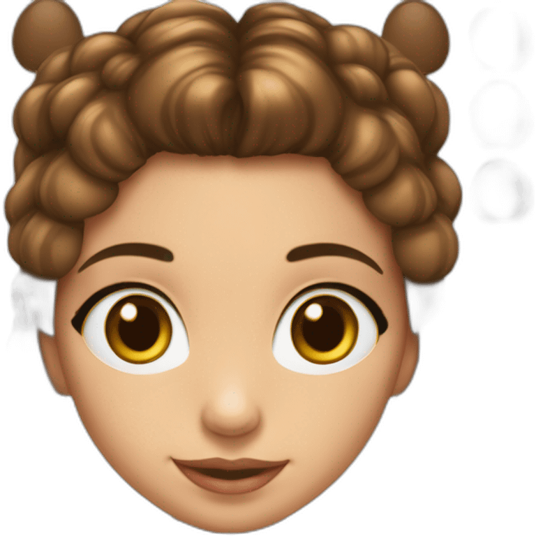 Niña güerita con pecas y cabello color café y ojos cafe emoji