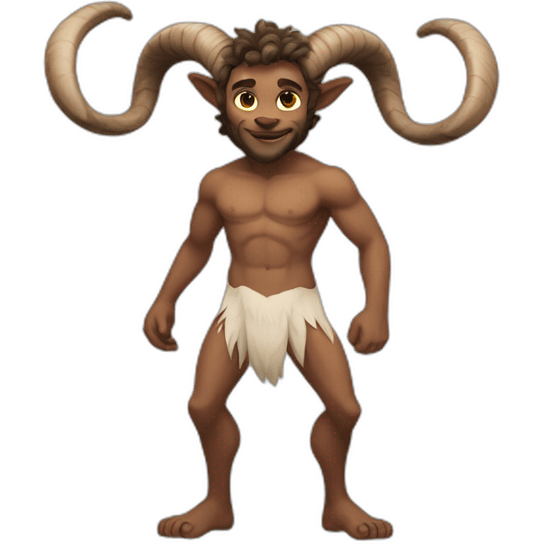 Male satyr has goat legs full body emoji