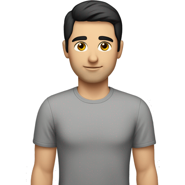 A 30 year old, caucasian man, with short black hair,   wearing a tshirt. emoji