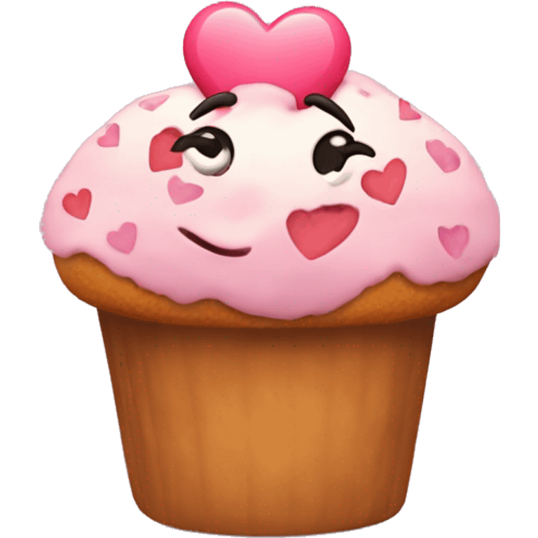 A muffin with hearts on it emoji