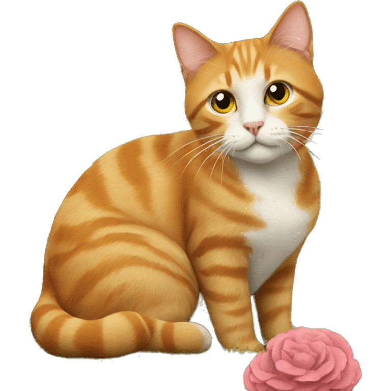 Ginger cat in a garden emoji