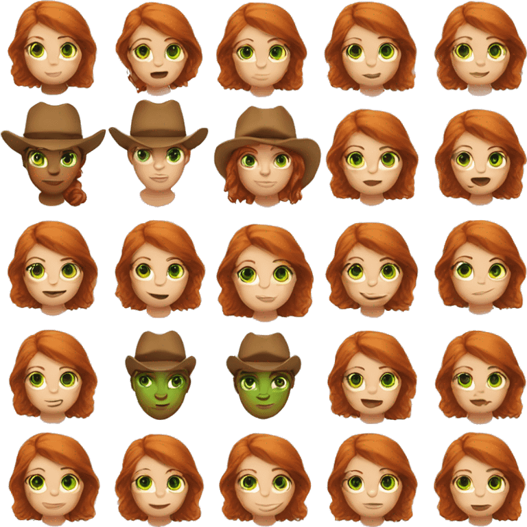 redhead girl with green eyes with cowboy hat on  emoji