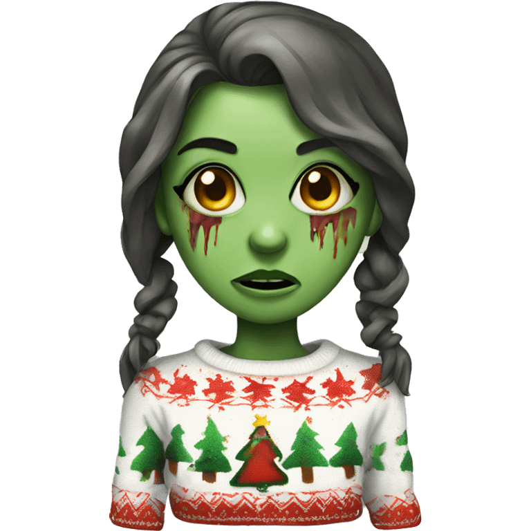 Girl Zombie wearing a Christmas sweater emoji