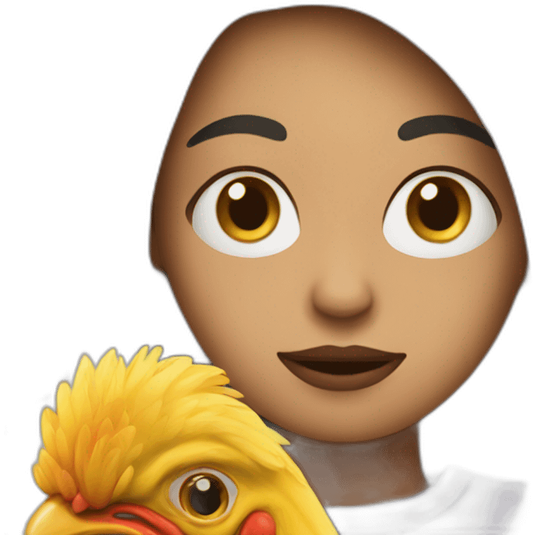 Person with a chicken inside her mind emoji