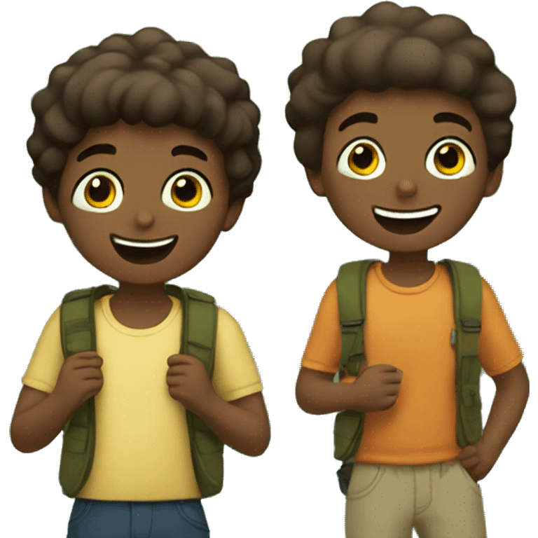 boys enjoying nature together emoji