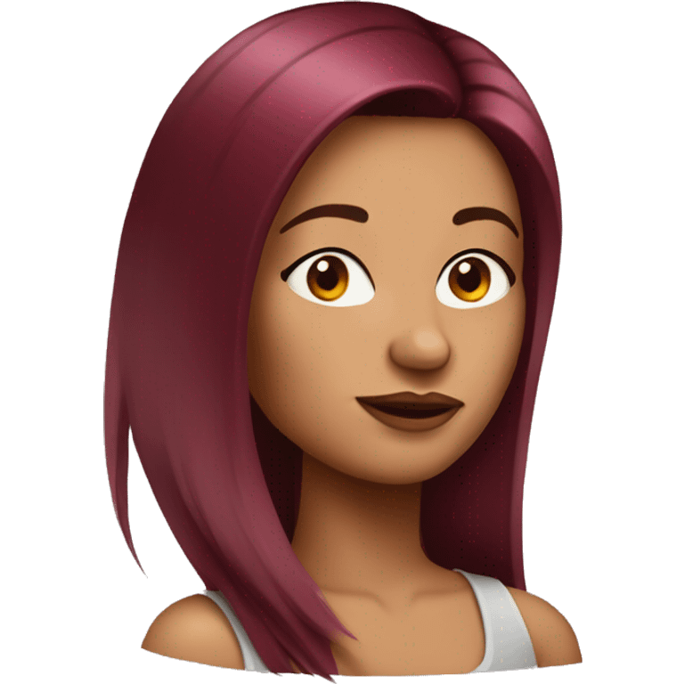 Tattooed woman with long straight burgundy hair emoji