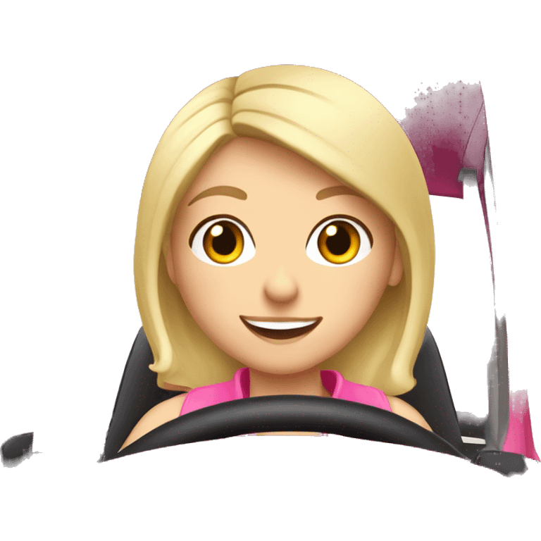 Cute blonde girl driving a Pink toyota Yaris  emoji